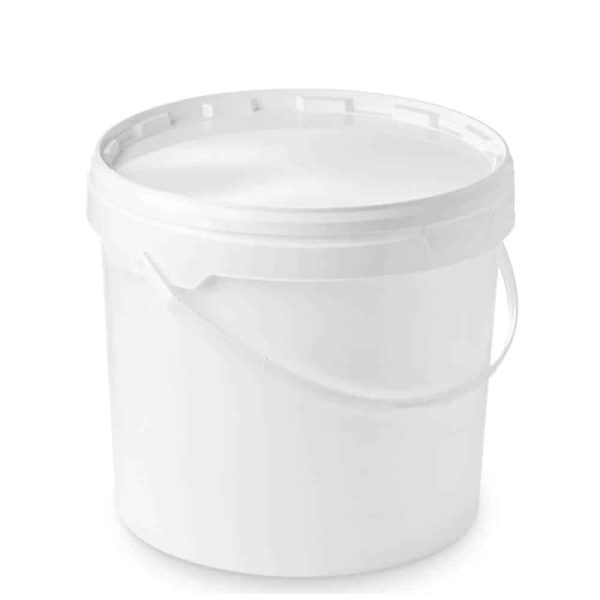 11 Litre Round White 278mm Diameter Tamper Evident Bucket, Handles and Lids