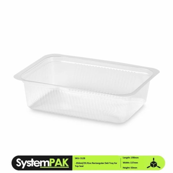 850ml 190x137x50mm Large Rectangular Top Seal Trays