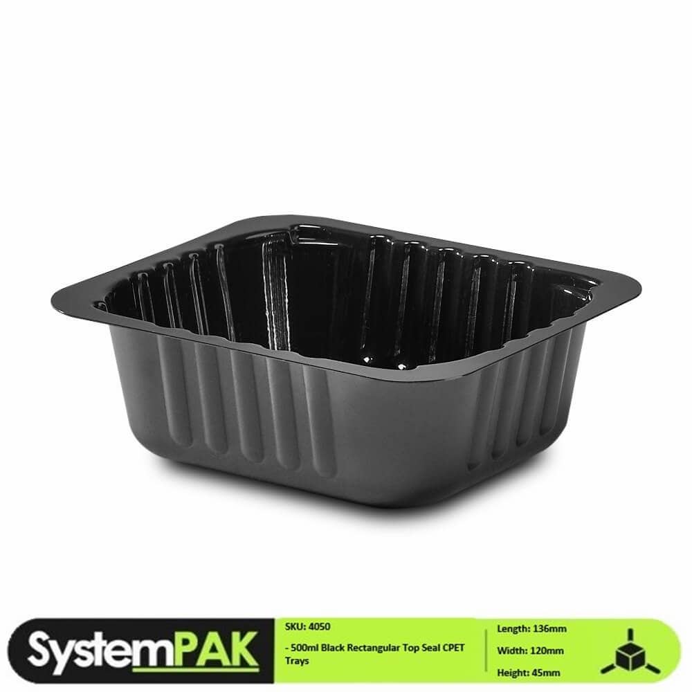 136x120x45mm 505ml Black CPET Trays - dual ovenable