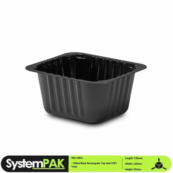 136x120x65mm 750ml Black CPET Trays - dual ovenable