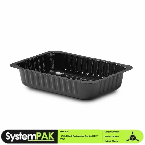 190x136x50mm 1000ml Black CPET Trays - dual ovenable