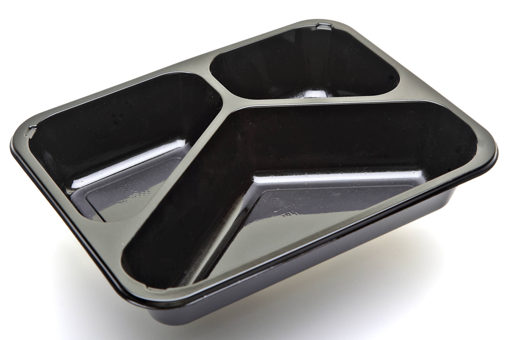 227x178x43mm 1025ml Black CPET Trays with 3 Cavities - dual ovenable