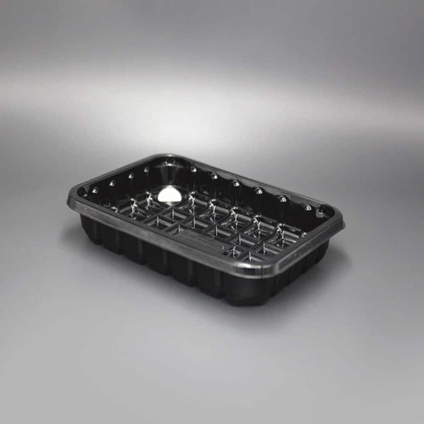 187x137x 25 > 63mm deep Rectangular Black Trays