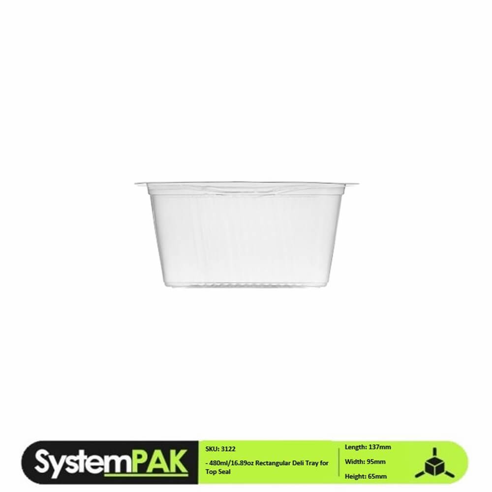 480ml 137x95x65mm Rectangular Top Seal Trays