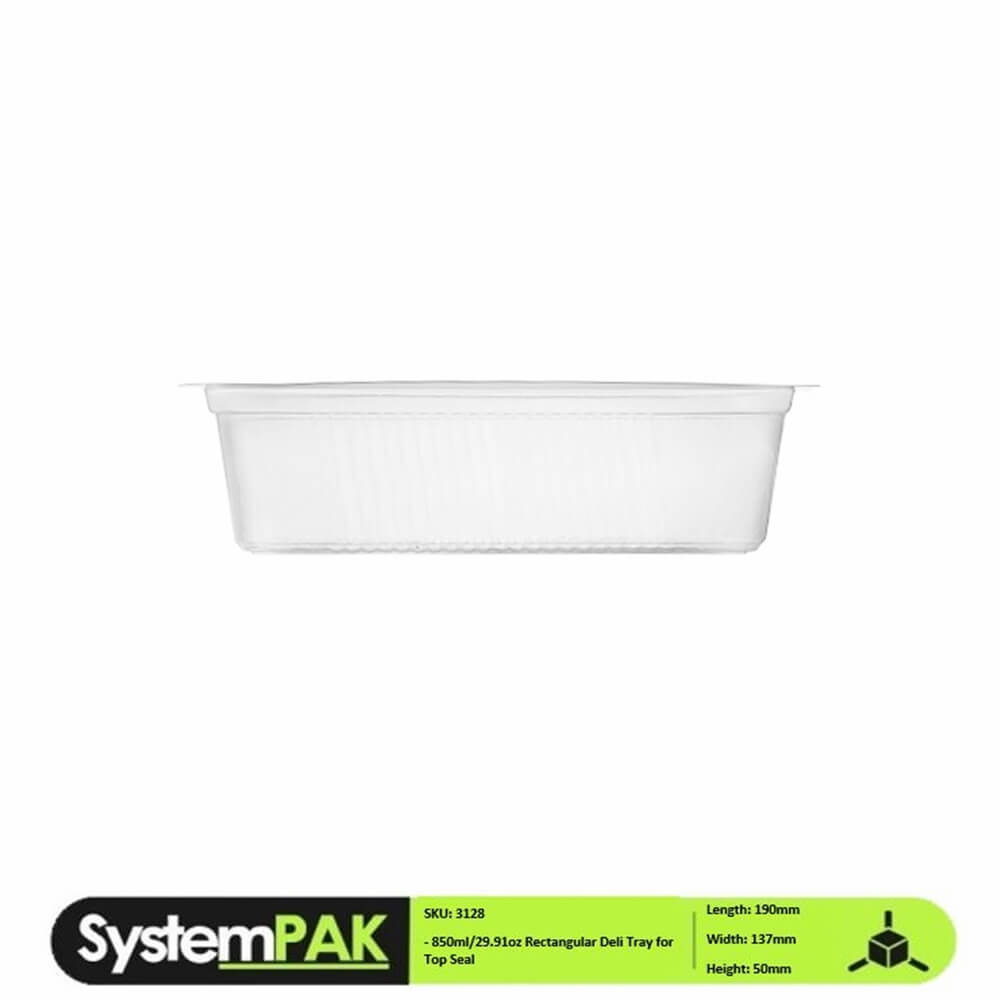 850ml 190x137x50mm Large Rectangular Top Seal Trays