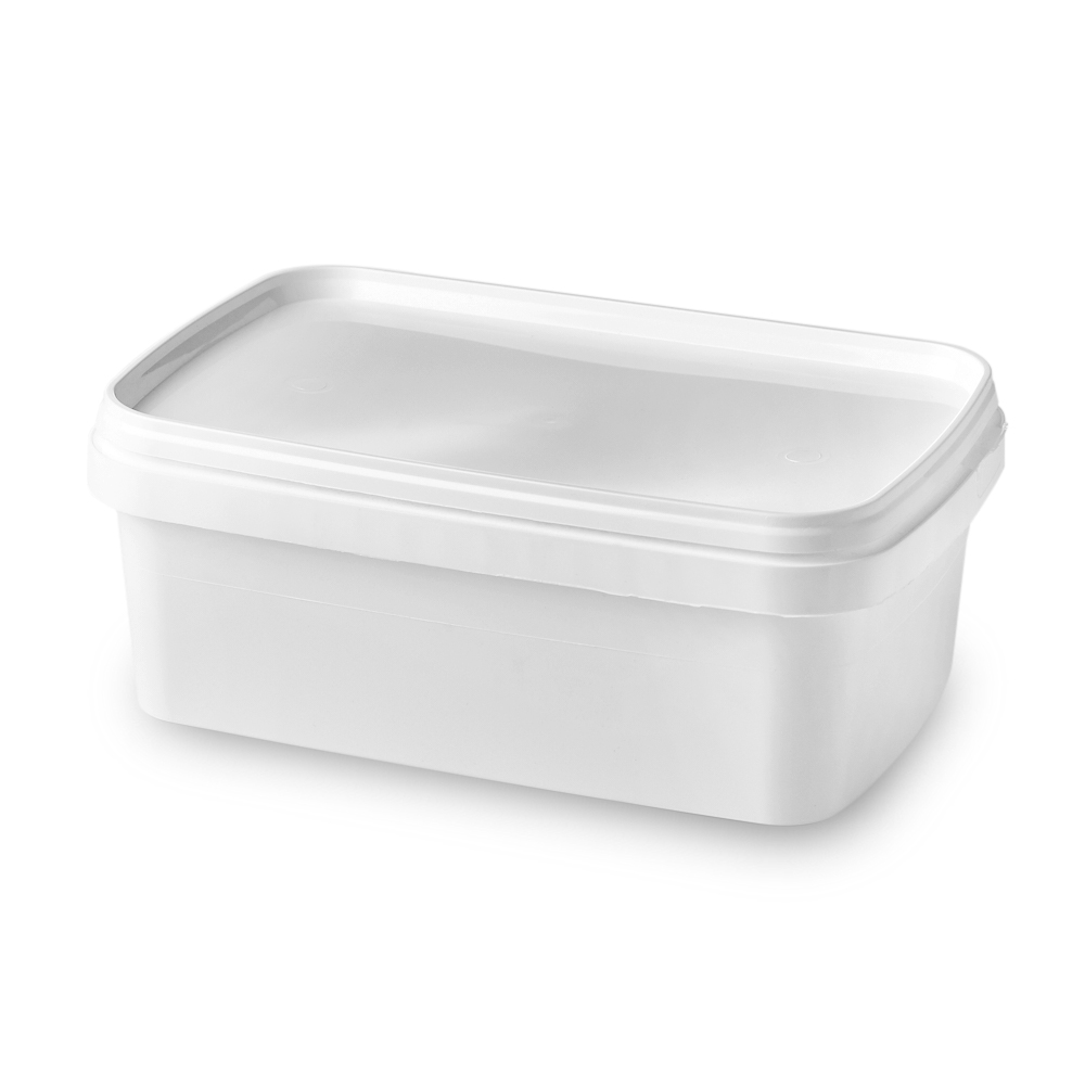 1000ml White Freezer Grade Rectangular Plastic Tamper Evident Containers and Lids