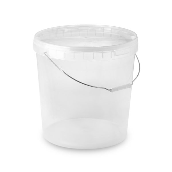20 Litre Round Clear 310mm Diameter Standard Tamper Evident Buckets, Handles and Lids