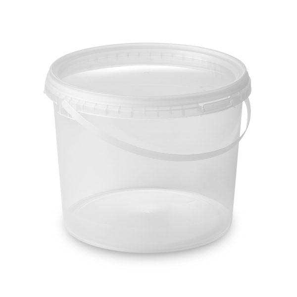 3.5 Litre Round 200mm Diameter Clear Tamper Evident Buckets with Handles and Lids