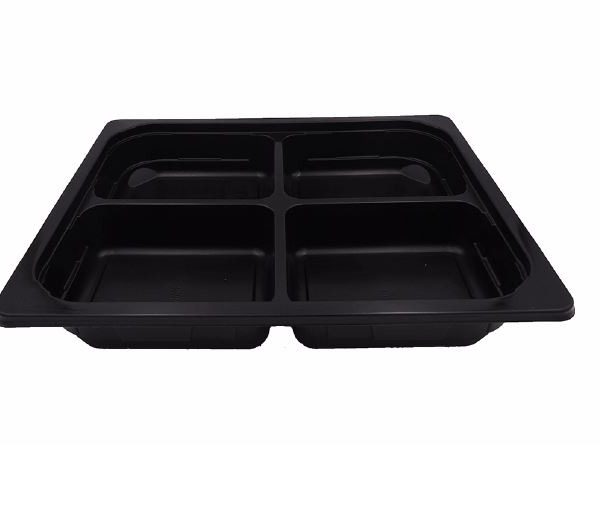 320x265mm 2500ml Black 4 Short Cavity Half Gastro Trays
