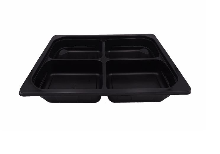 320x265mm 2500ml Black 4 Short Cavity Half Gastro Trays