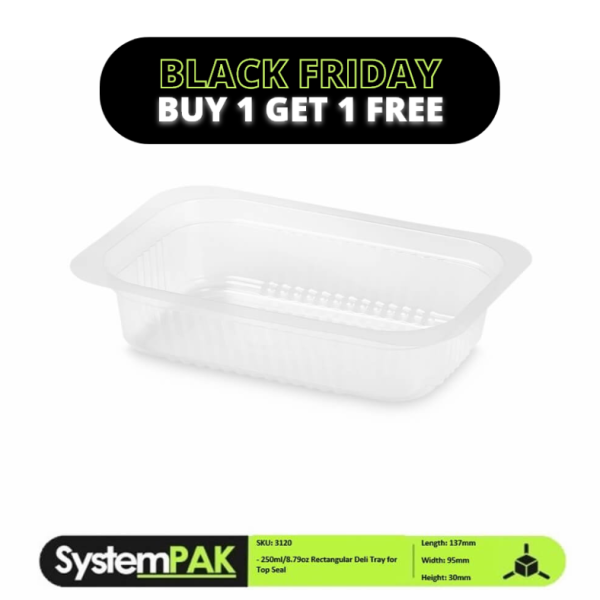 250ml 137x95x30mm Rectangular Top Seal Trays