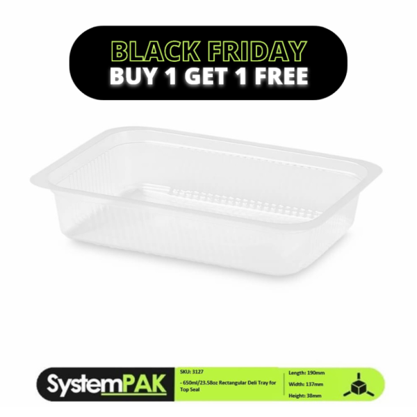 650ml 190x137x38mm Large Rectangular Top Seal Trays