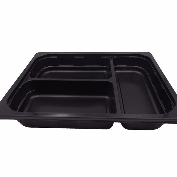 320x265mm 2360ml Black 3 cavity Half Gastro Trays