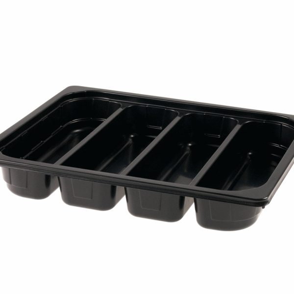 320x265mm 2950ml Black 4 long cavity Half Gastro Trays